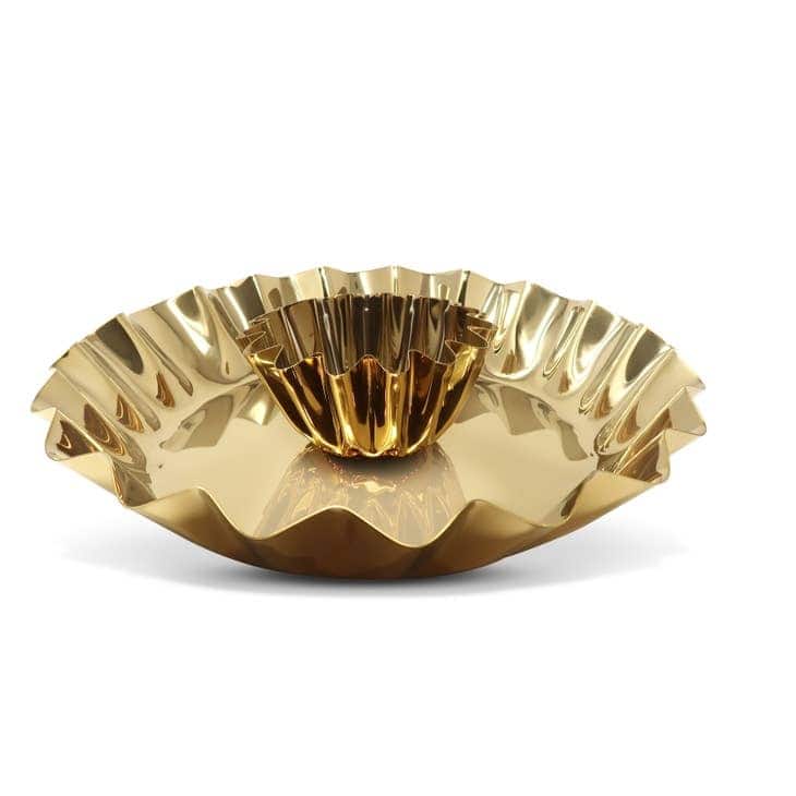 Chip and Dip Bowl 14.25"D Stainless Steel - Gold