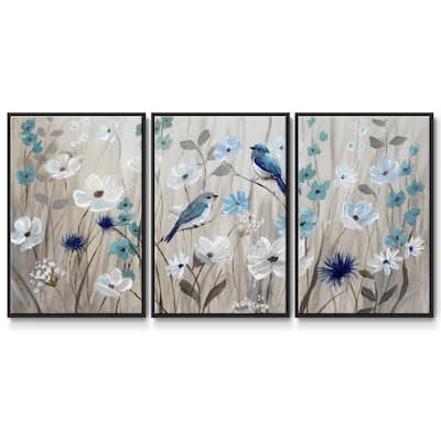 Bluebirds in Spring - Multi Piece Framed Canvas