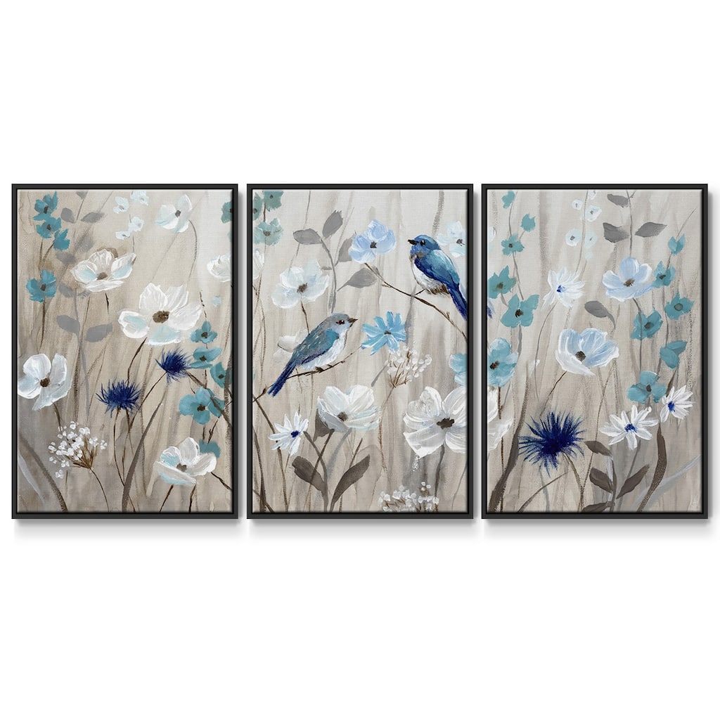Bluebirds in Spring - Multi Piece Framed Canvas