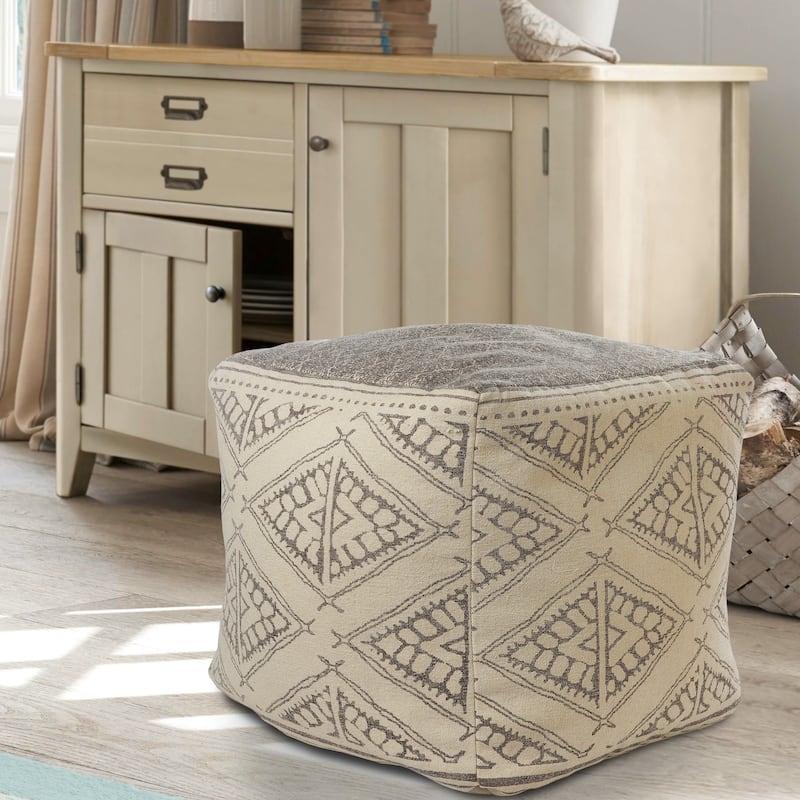 Sevita Handmade Geometric Rustic Farmhouse Pouf