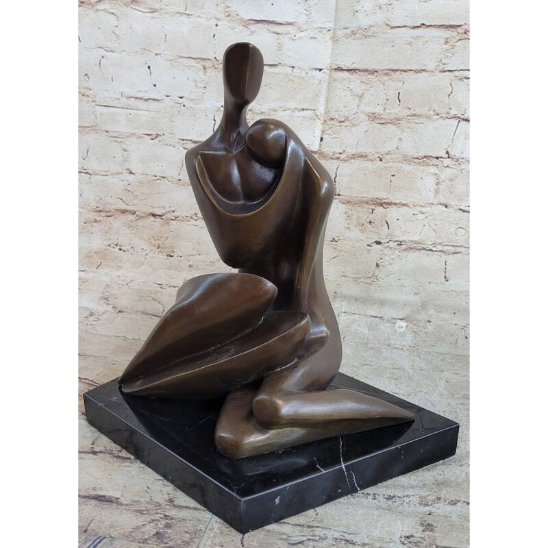 Abstract Modern Art Couple Embracing Romantic Lovers Anniversary Bronze Metal Sculpture