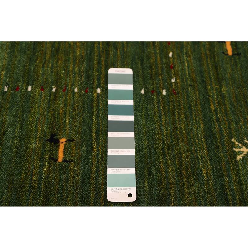 ECARPETGALLERY Hand Loomed Kashkuli Gabbeh Green Wool Rug - 5'0 x 7'11