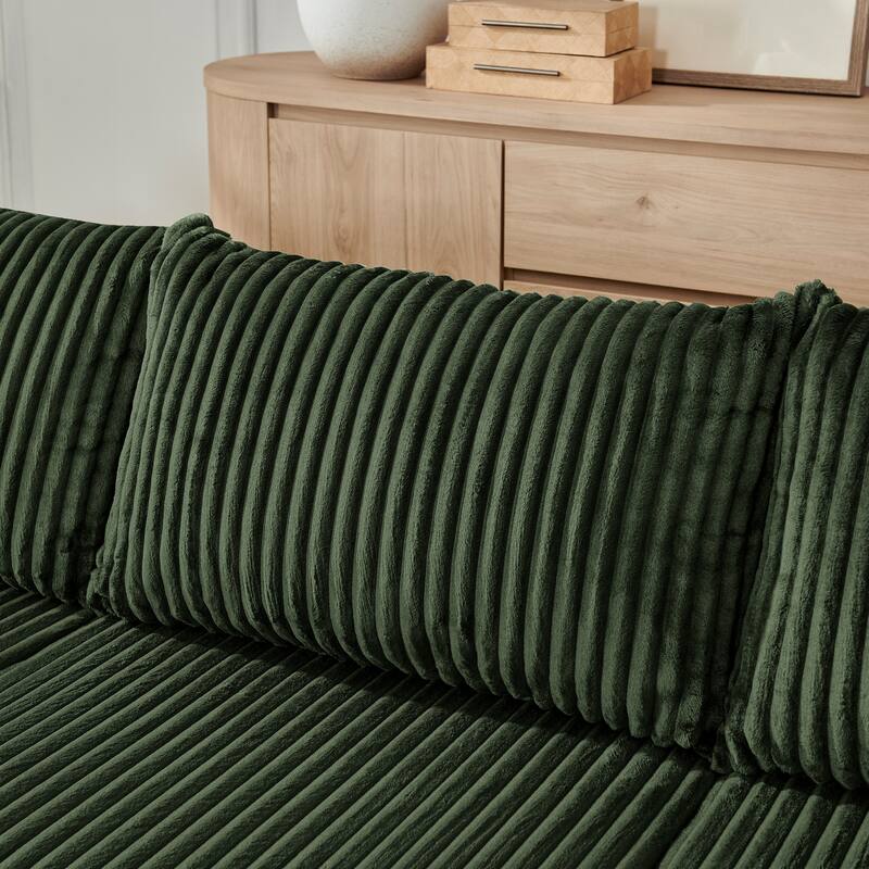 Compact Modular Sectional Sofa, Compressed Corduroy Cloud Couch, No Assembly Space Saving Sofa for Apartment