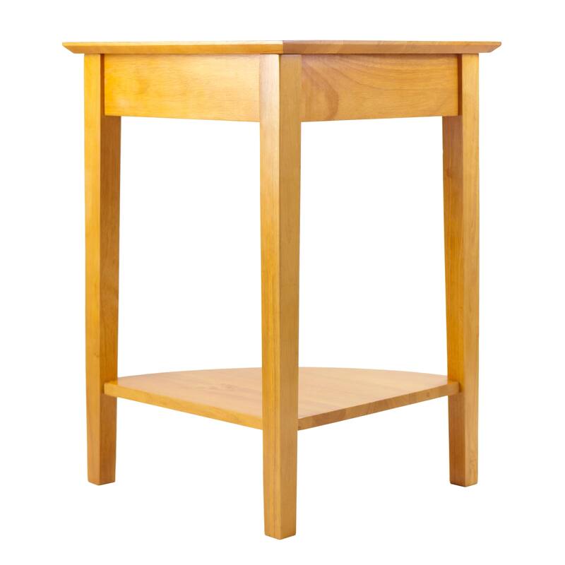 29" Honey Pine Studio Corner Table with Lower Shelf