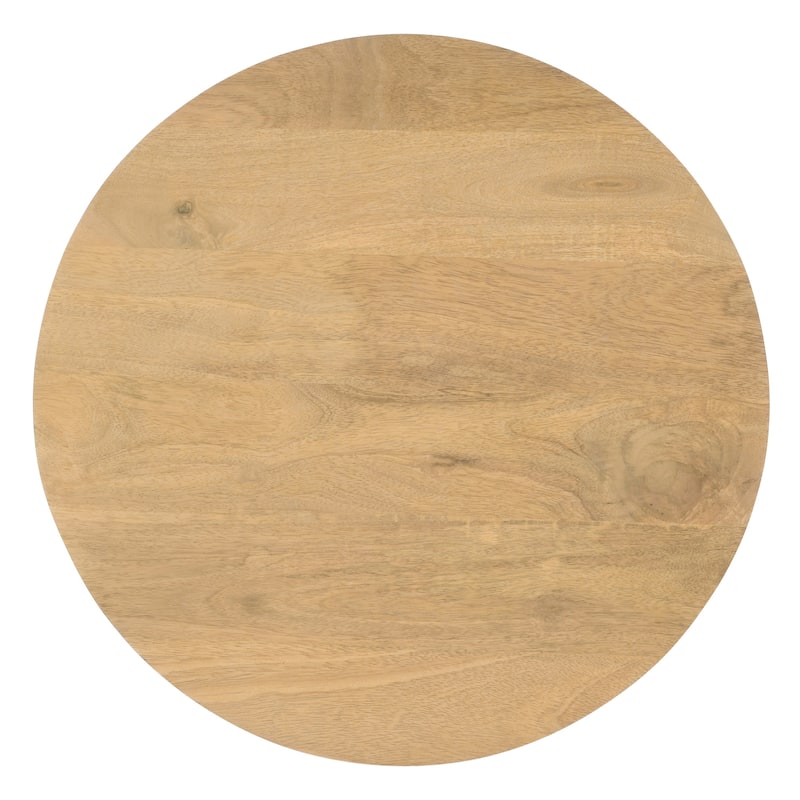 20 in. Natural Brown Round Wood End Table, Sturdy Build End Side Table for Living Rooms