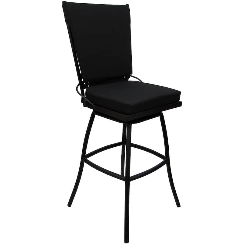 Outdoor Bar Stool Counter 26" 30" Extra Tall 34" - Jamey without Arms - Black Linen - Black - Bar Height