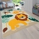 preview thumbnail 5 of 5, Kids Rug Play-Mat with Giraffe Lion & Monkey in Beige