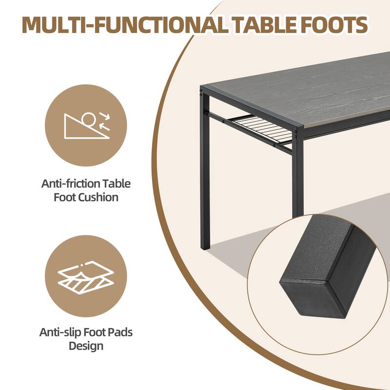 Space-Saving Dining Table Set for 4-6 People with Storage Shelf and Bench, Ideal for Living Room and Dining Room