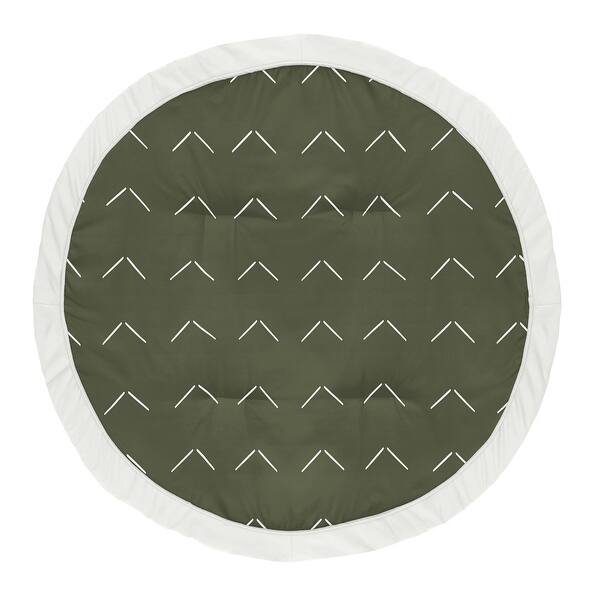 slide 2 of 4, Sweet Jojo Designs Dark Green Boho Arrow Boy Girl Baby Tummy Time Playmat Hunter Sage Ivory Bohemian Gender Neutral Shabby Chic