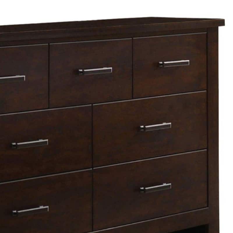 Wooden Dresser with Seven Spacious Drawers, Mahogany Brown