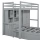 preview thumbnail 28 of 28, Twin Over Twin L-Shaped Bunk Bed with Wardrobe and Bottom Lift Up Hydraulic Bed, Kids Bunk Bedframe w/ Storage Drawers & Shelves