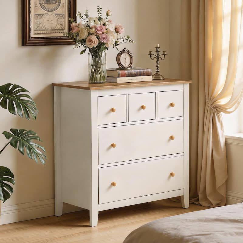5 Drawer Dressser with Solid Wood Knobs