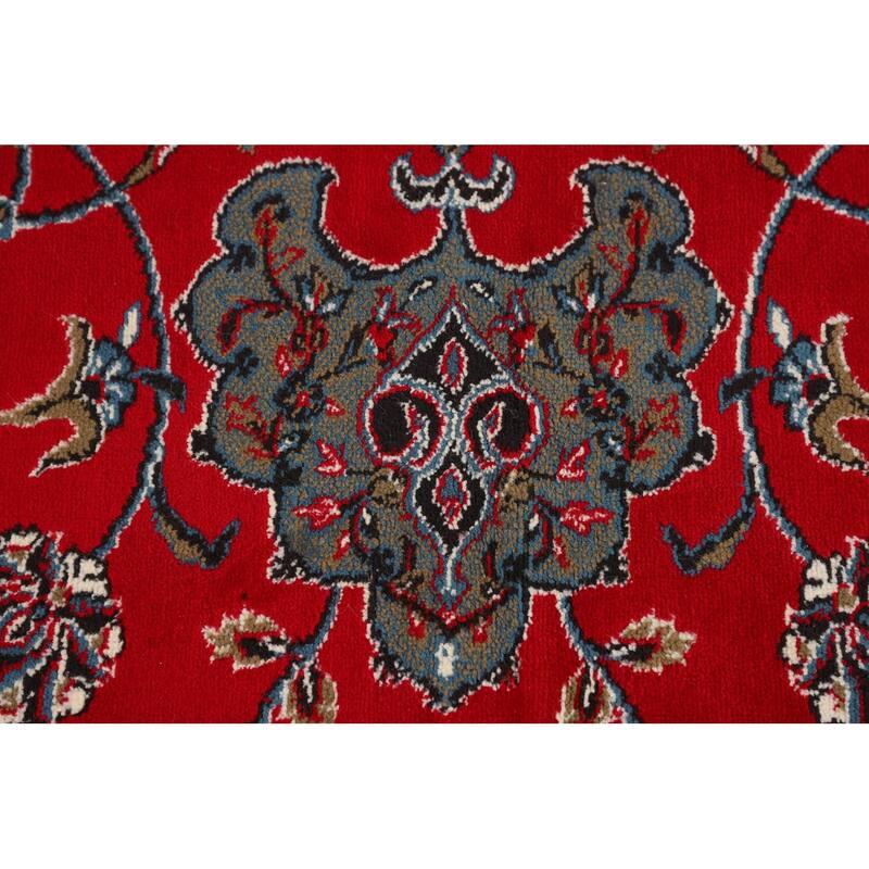 Traditional Red Kashan Turkish Area Rug Bedroom Machine-Made Carpet - 9'8" x 13'4"