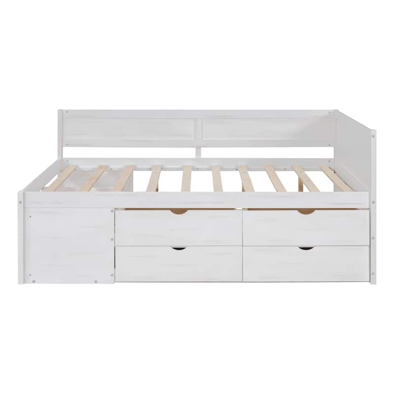 Full Size Daybed with Drawers and Shelves