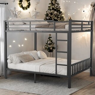 Space-Saving Metal Bunk Bed Design Queen Over Queen Bunk Beds Comes With 4-Step Ladders
