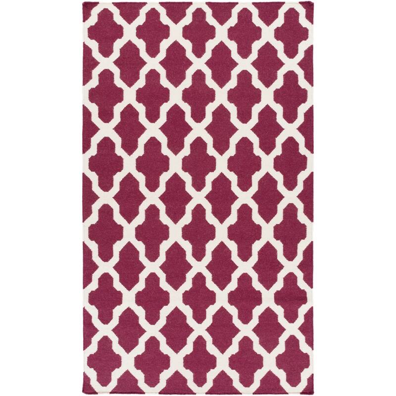 Hand-Woven Ashley Lattice Reverisble Flatweave Wool Area Rug - 5' x 8'