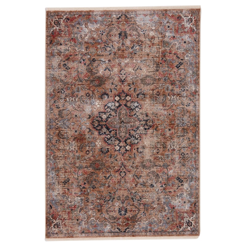 Amena Medallion Dark Area Rug - 10' x 14' - Gold/Gray