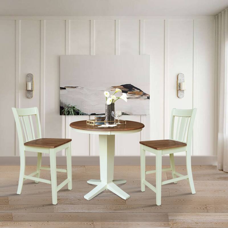 36 in Solid Wood Round Top Counter Height Dining Table with Stools