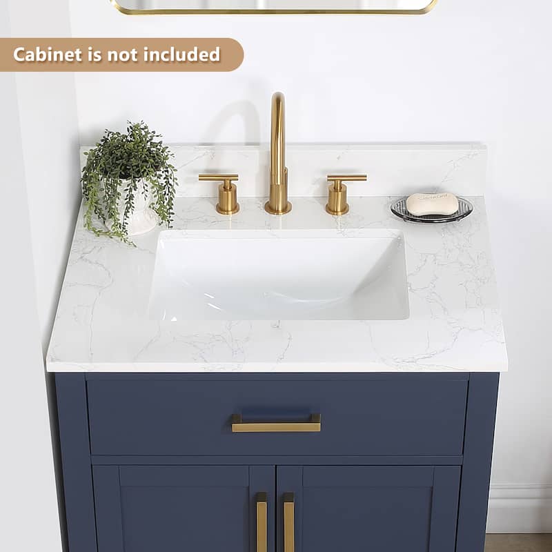 Altair Ceres Engineered Stone Vanity Top in Grain White Without Cabinet