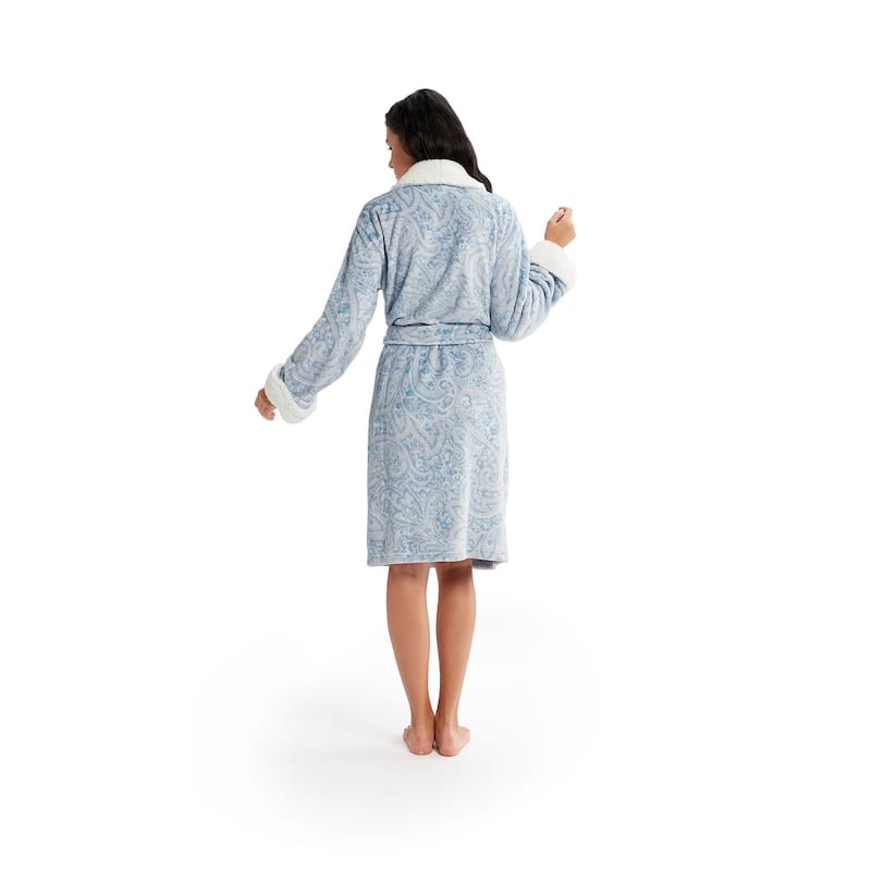 INK+IVY Paisley Print Plush Bathrobe