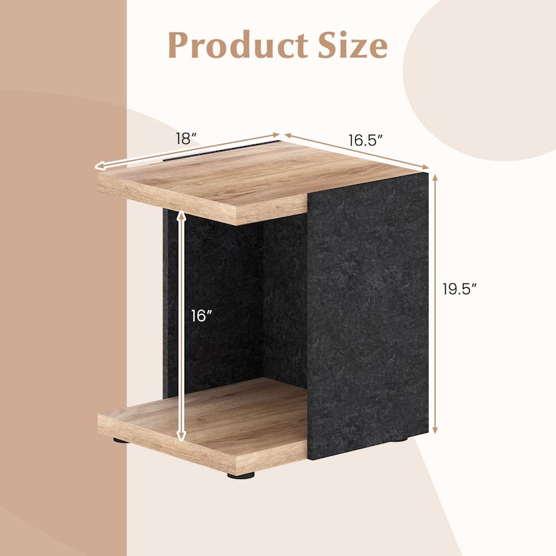 Costway 2-Tier Sofa Side Table set of 1/2 with Open Storage Shelf