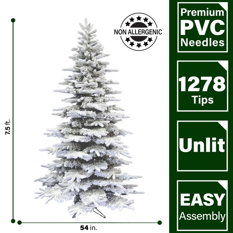Fraser Hill Farm 7.5-Ft. Flocked Pine Valley Christmas Tree