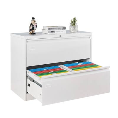 2 Drawer Lateral Filing Cabinet for Legal/Letter A4 Size, Large Deep Drawers Locked by Keys, Locking Wide File Cabinet