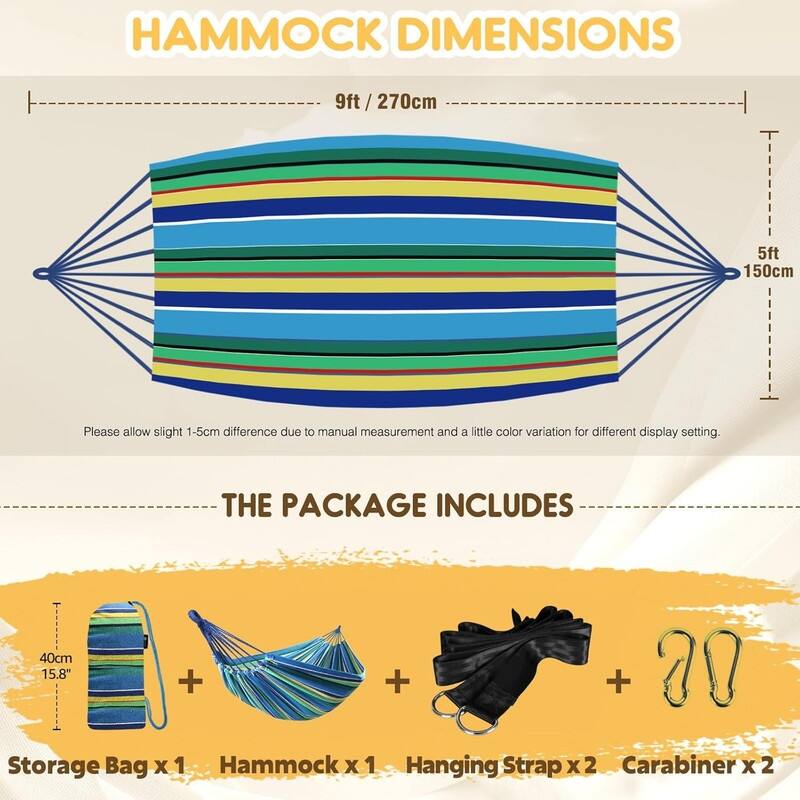 Portable Camping Hammocks for Hanging Sturdy Garden - 106"L x 59"W