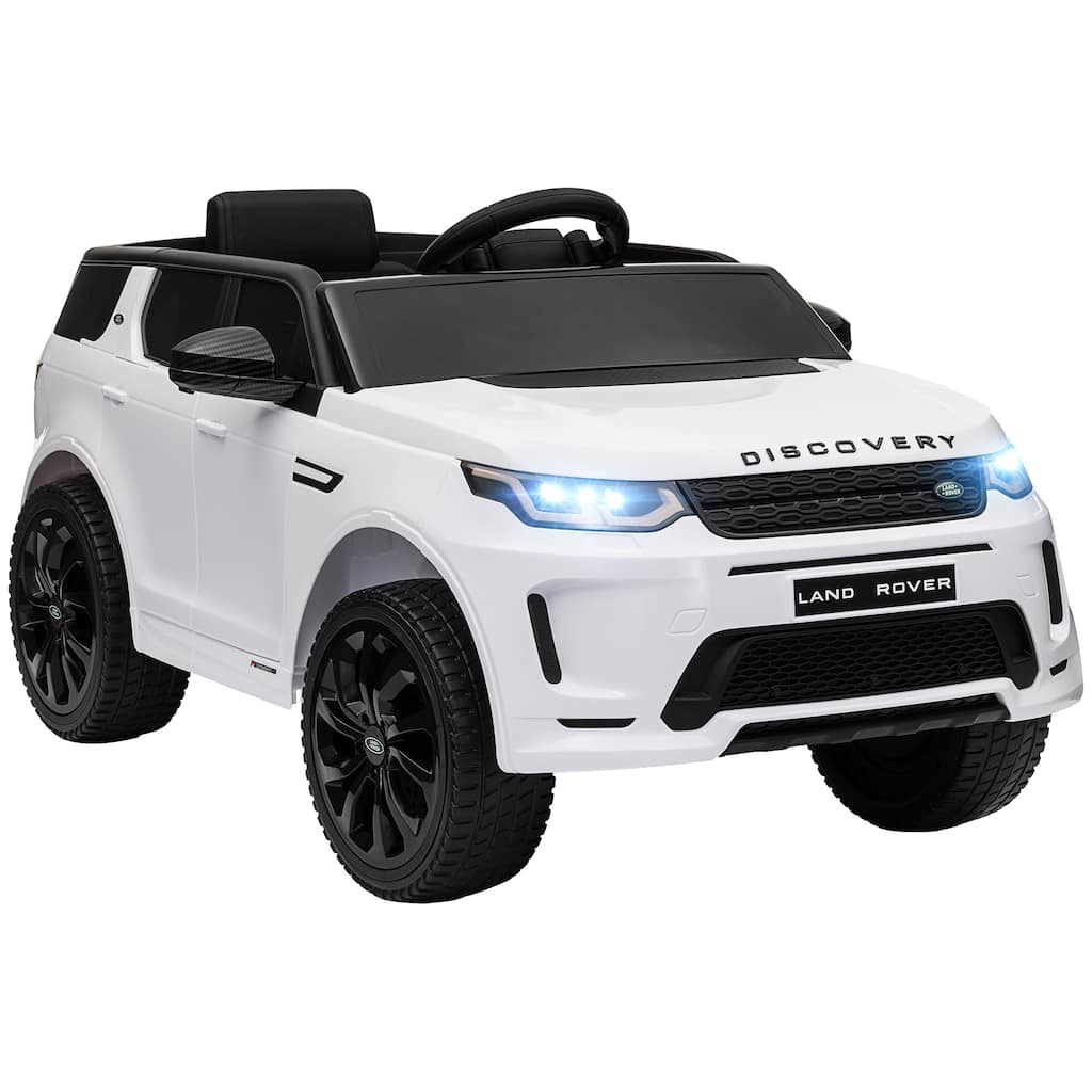 Electric Ride-On Land Rover Car for Kids with Dual Control, Headlights, and Smooth Start - White