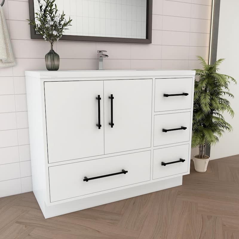 Victoria 42'' R Drawer Freestanding Vanity with Reinforced Acrylic Sink - 41.5