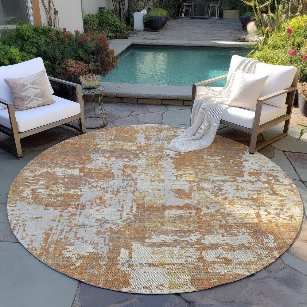 Machine Washable Indoor/ Outdoor Abstract Chantille Rug