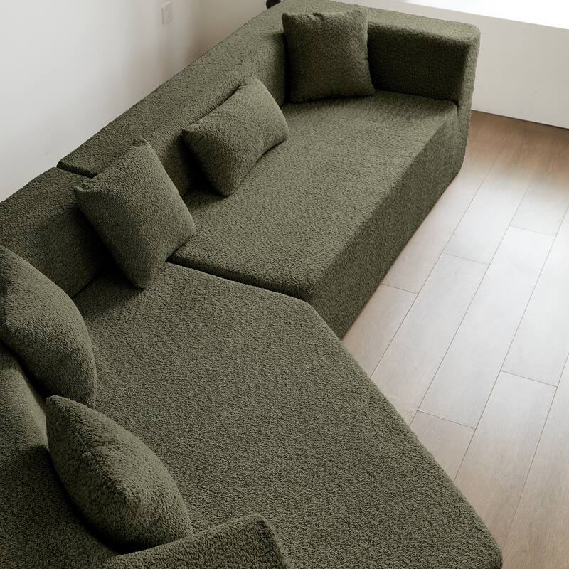 127.5'' Modern Minimalist Sectional Cloud Couch With Full Foam Construction for Apartment or Living Room, No Assembly Required
