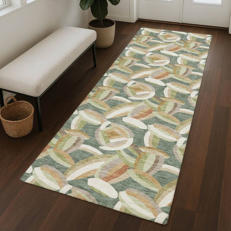 Machine Washable Indoor/ Outdoor Modern Heli Chantille Rug