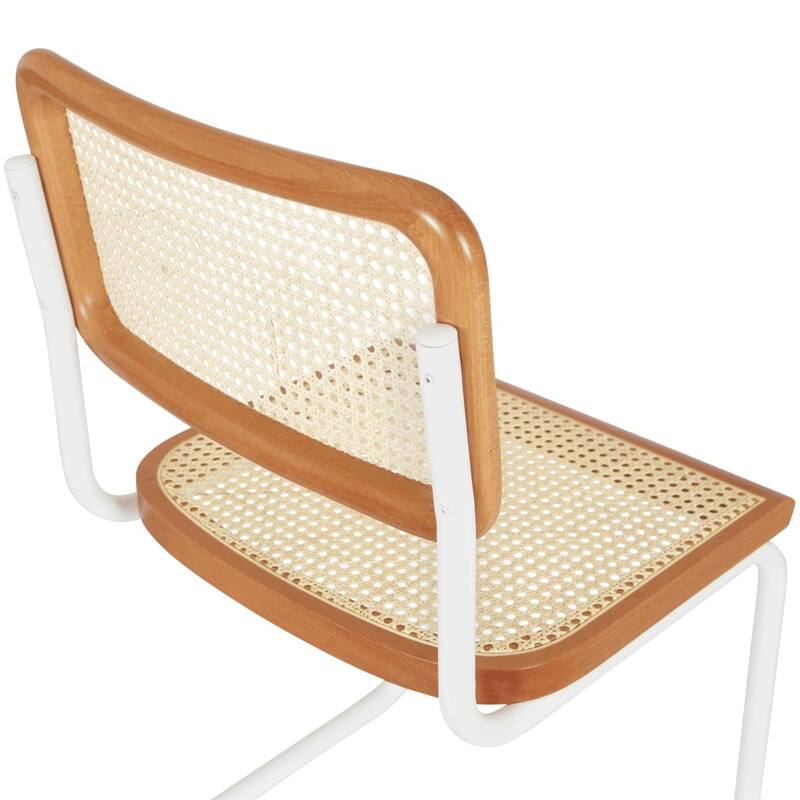 Breuer Chair Company Marcel Breuer Cesca Cane Cantilever Side Chair w/ White Steel Frame (Various Wood & Cane Colors)