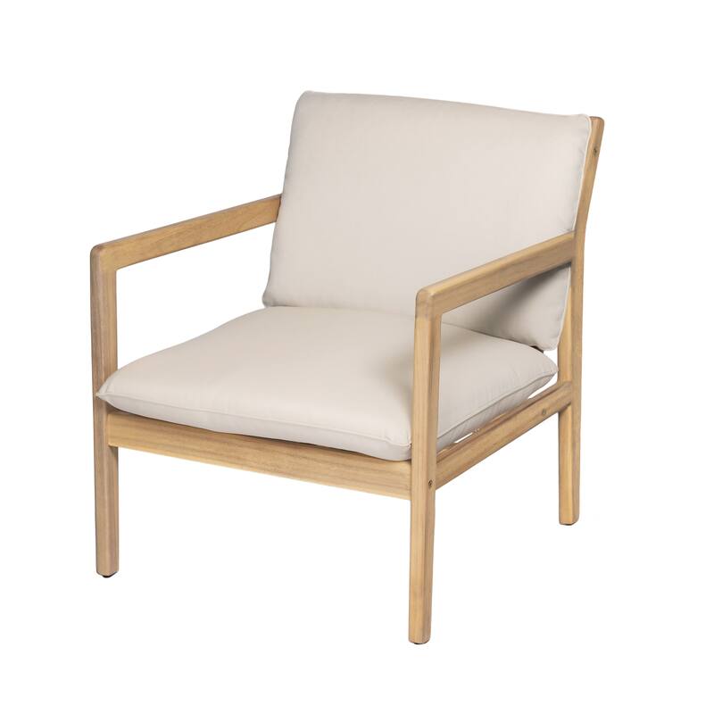 Christopher Knight Home - Isolde Outdoor Acacia Wood Chat Set with Cushions