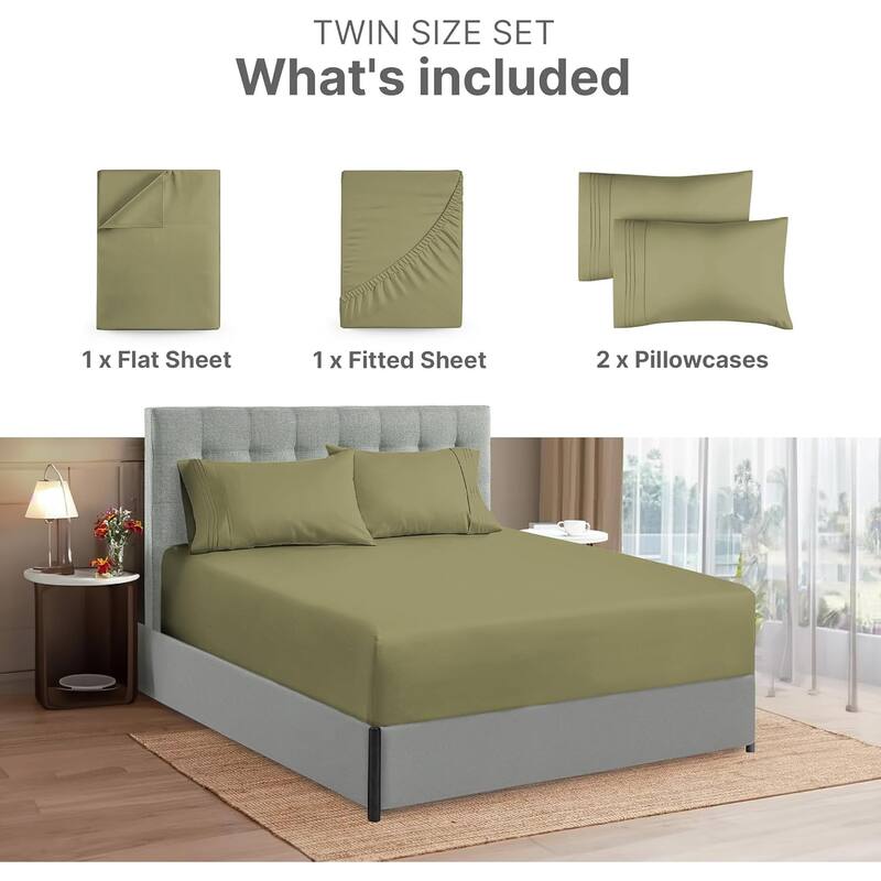 CGK Linens 6 Piece Extra Deep Pocket Microfiber Hotel Luxury Bed Sheets Set