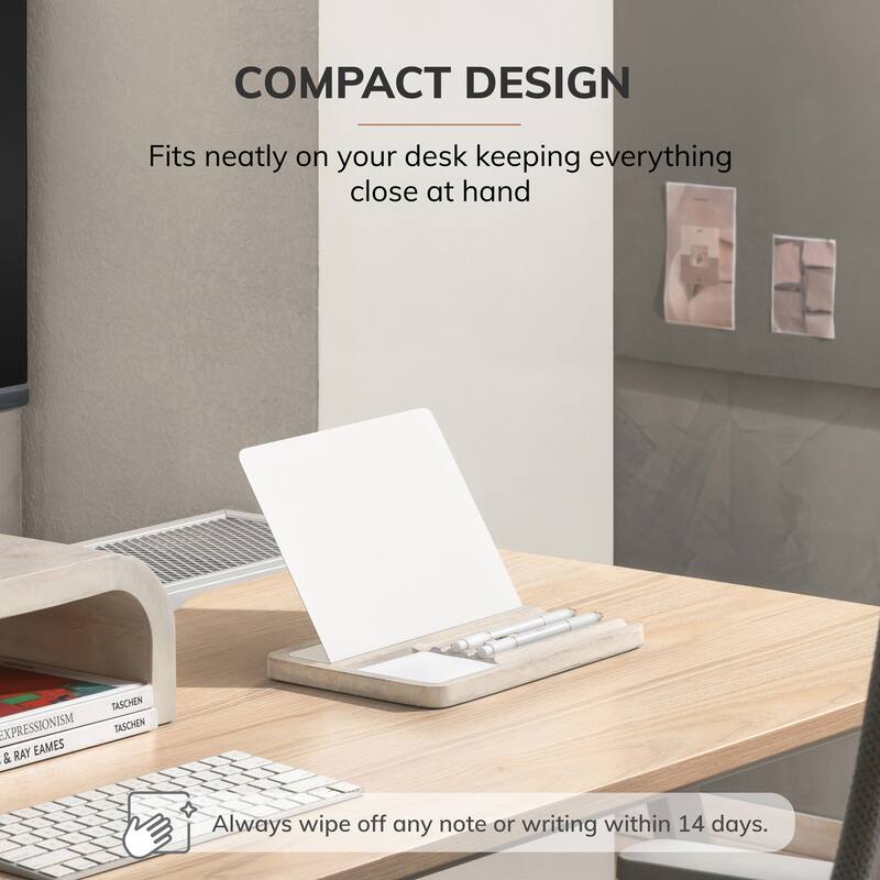 Jani Wooden Desk Organizer with Magnetic Whiteboard - Solid Wood, Hidden Storage & Anti-Skid Base for Home, Office & Workspaces