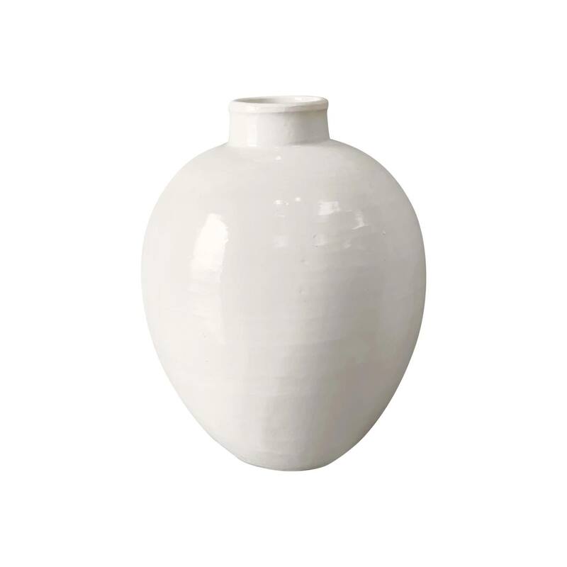 Artissance Ceramic Egg-Shaped Vase, 11 Inch Diameter, White