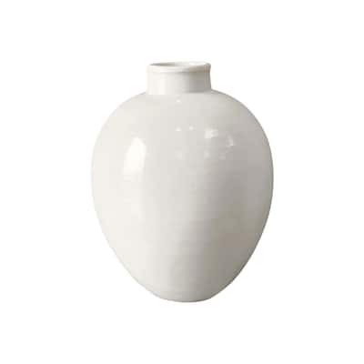 Artissance Ceramic Egg-Shaped Vase, 11 Inch Diameter, White
