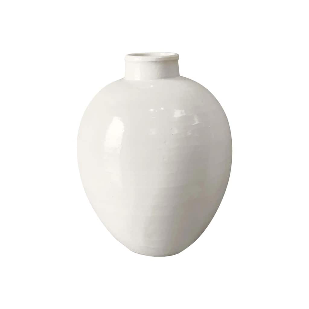 Artissance Ceramic Egg-Shaped Vase, 11 Inch Diameter, White