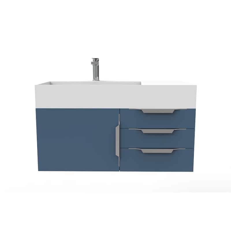 Amazon 36" Wall Mounted Bathroom Vanity Set w/ White Top