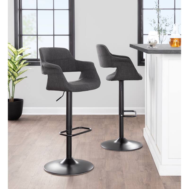 Lumisource Barstool with Swivel in Black and Charcoal, Set of 2 - 19"Lx23.5"Wx39-47.5"H