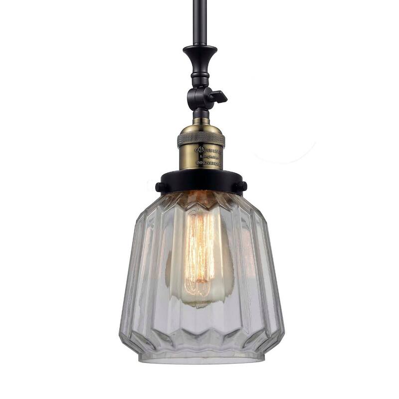 Innovations Lighting Chatham 14" Tall Mini Pendant - Black / Antique Brass / Clear