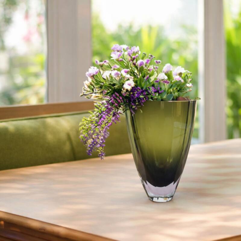 Lime Green Heavy Glass Vase with Minimalist Design Elegant Home Decor