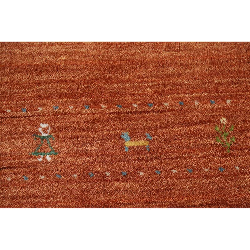 Hand Knotted Oriental 100% Wool Carpet Tribal Animal Pictorial Oranges & Rust Gabbeh Area Rug - 7' 6'' X 5' 1''