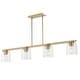 preview thumbnail 1 of 9, Maxim 21236 Scoop 4 Light 46" Wide Linear Pendant Natural Aged Brass / Clear