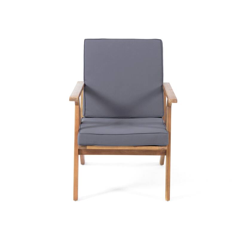 Namm 4pc Outdoor Table, Chairs, Loveseat Set, Brown Acacia Wood, Gray
