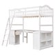 preview thumbnail 7 of 23, Twin Size Wooden Loft Bed with Desk, 2 Drawers, Cabinet, 4 Shelves, Full-Length Guardrail