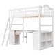 preview thumbnail 27 of 26, Wooden Twin Size Loft Bed Frame with U-shaped Desk, Drawers, Cabinet, Storage Shelves, Ladder and Guardrails for Kids, Teens