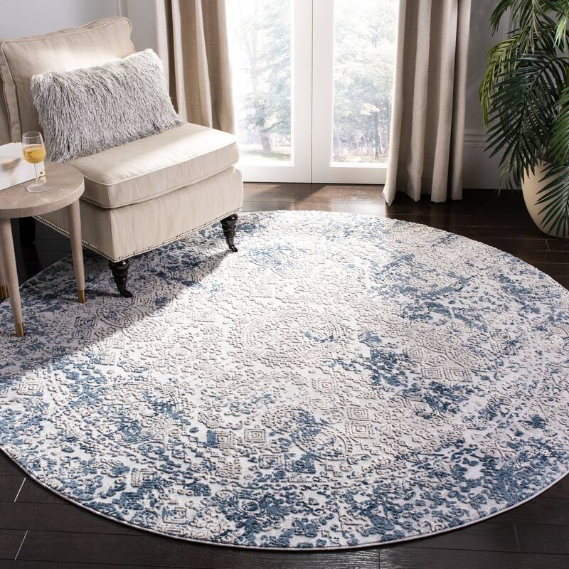 SAFAVIEH Invista Sterica Contemporary Abstract Rug - 6'7" Round - Grey/Ivory